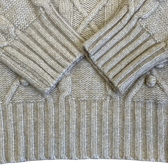 Cupcakes & Cashmere Sz XL Mock Neck Cable Knit Sweater Bobbles Heathered Oatmeal - Picture 9 of 16